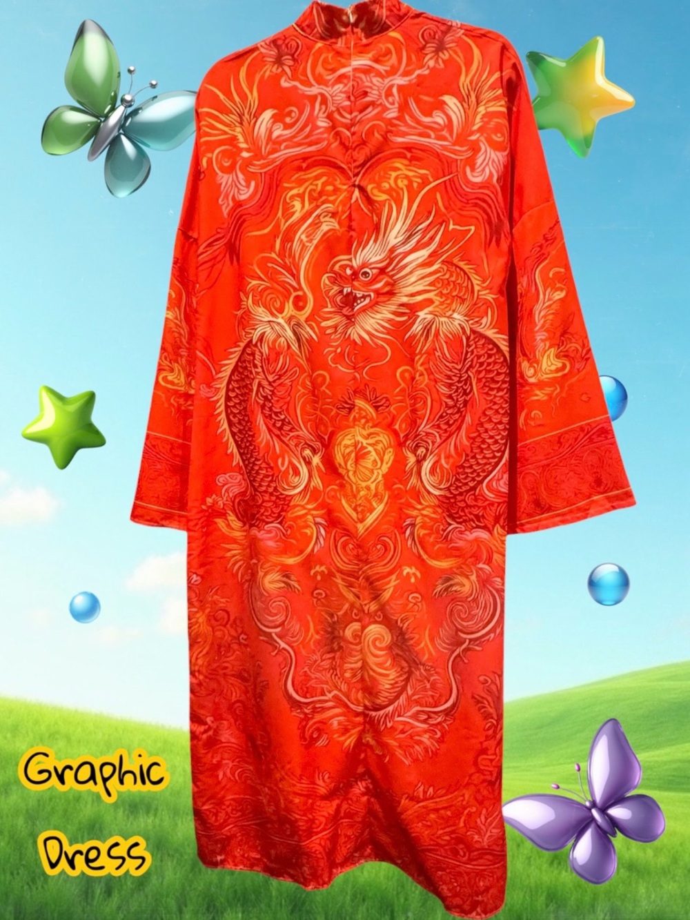 Halloween Costume Red Dragon Graphic Tunic Dress